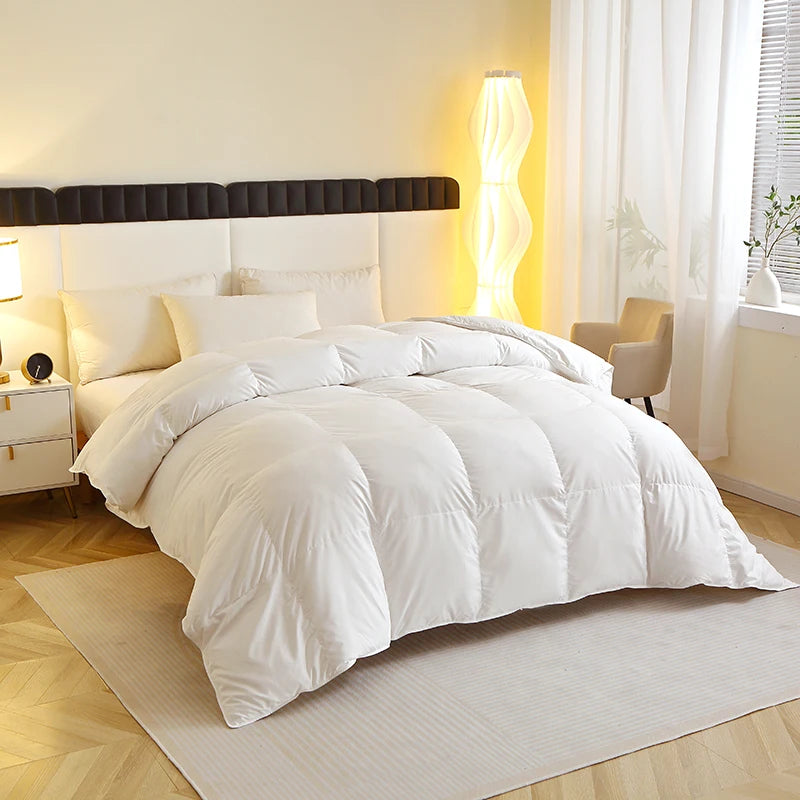 1 Piece Duck Feather Quilted Comforter - 100% Duck Feather Bedding for Allergy Sufferers
