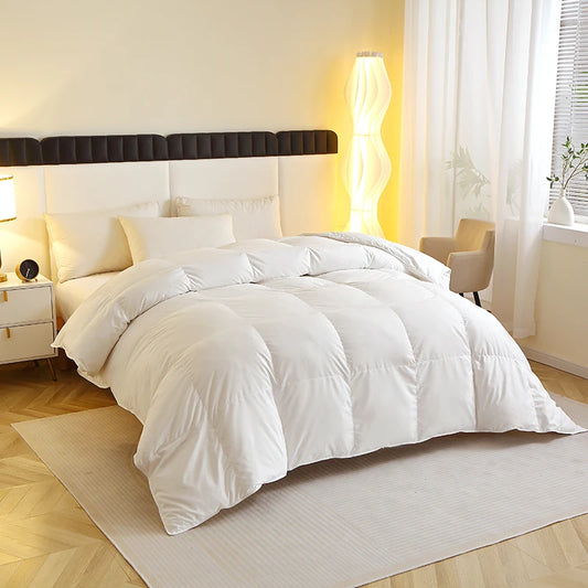 1 Piece Duck Feather Quilted Comforter - 100% Duck Feather Bedding for Allergy Sufferers