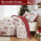 3 Piece Christmas Quilt Set, King Size Breathable Holiday Bedspread Coverlet, Winter Bedding Holiday Season, Bedroom Decor, Soft Breathable  For Xmas Decor QuiltX1,PillowcasesX2