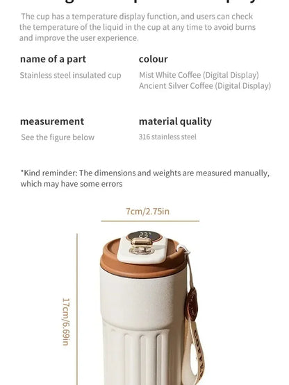 450ML Stainless Steel Thermo Water Bottle, LED Temperature Display Coffee Cup