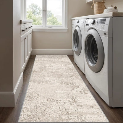 Runner Rug - Washable,  Non-Slip Runner , Beige