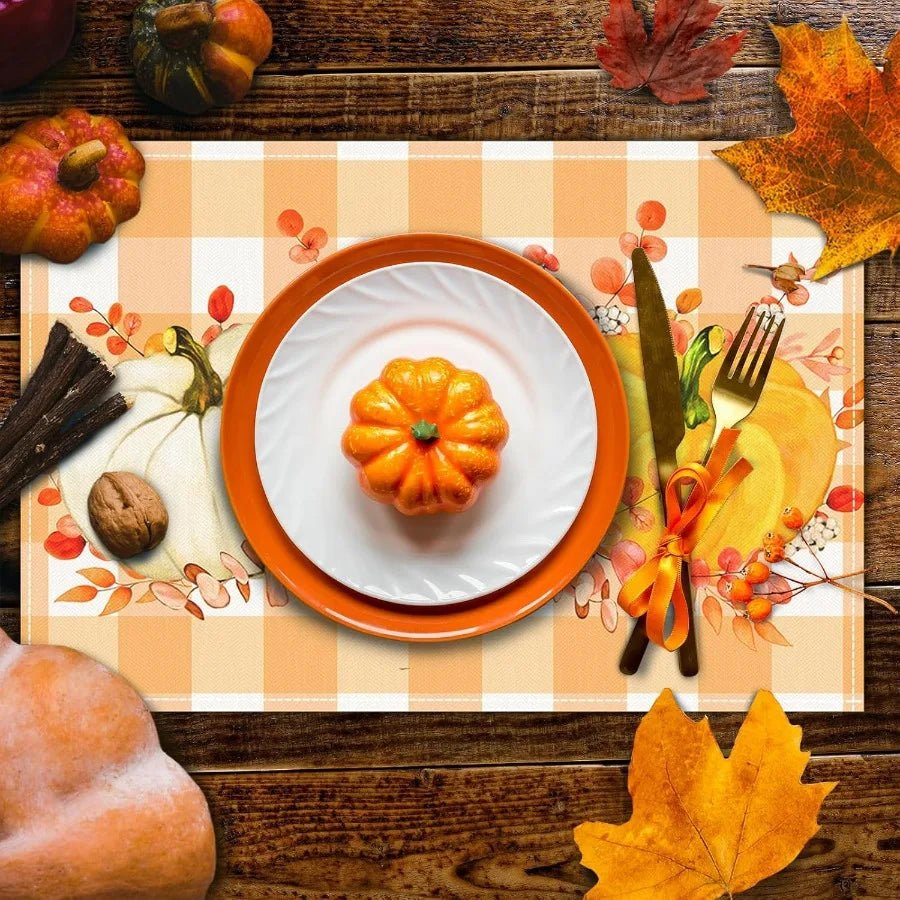 Set of 4 12x18 Inch Autumn Pumpkin Pattern Table Mats