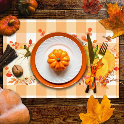 Set of 4 12x18 Inch Autumn Pumpkin Pattern Table Mats