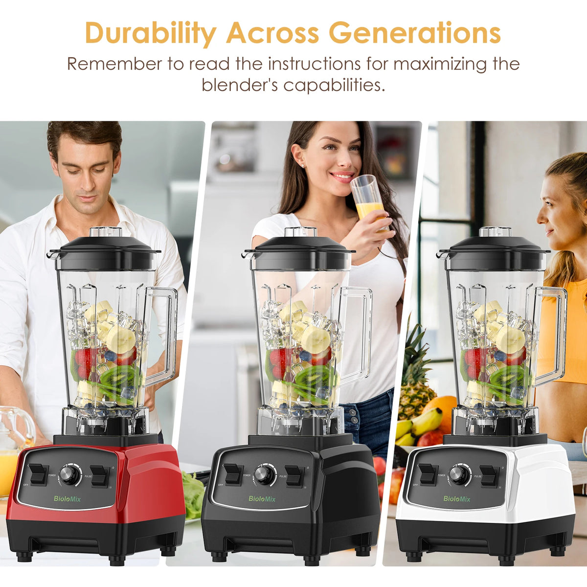 BPA Free 3HP 2200W Heavy Duty Grade Blender, Mixer, Juicer -  High Power Food Processor
