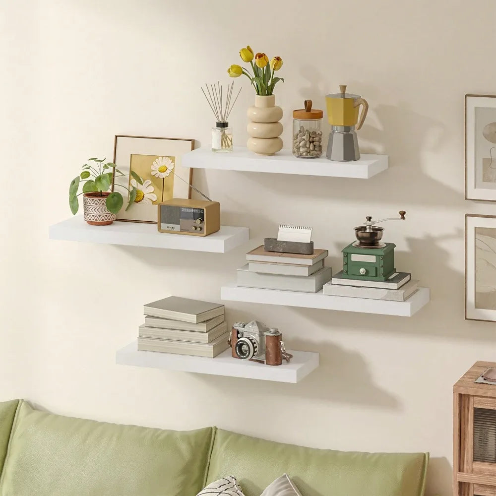 4/8pcs 15.8 Inch Rustic Floating Shelves