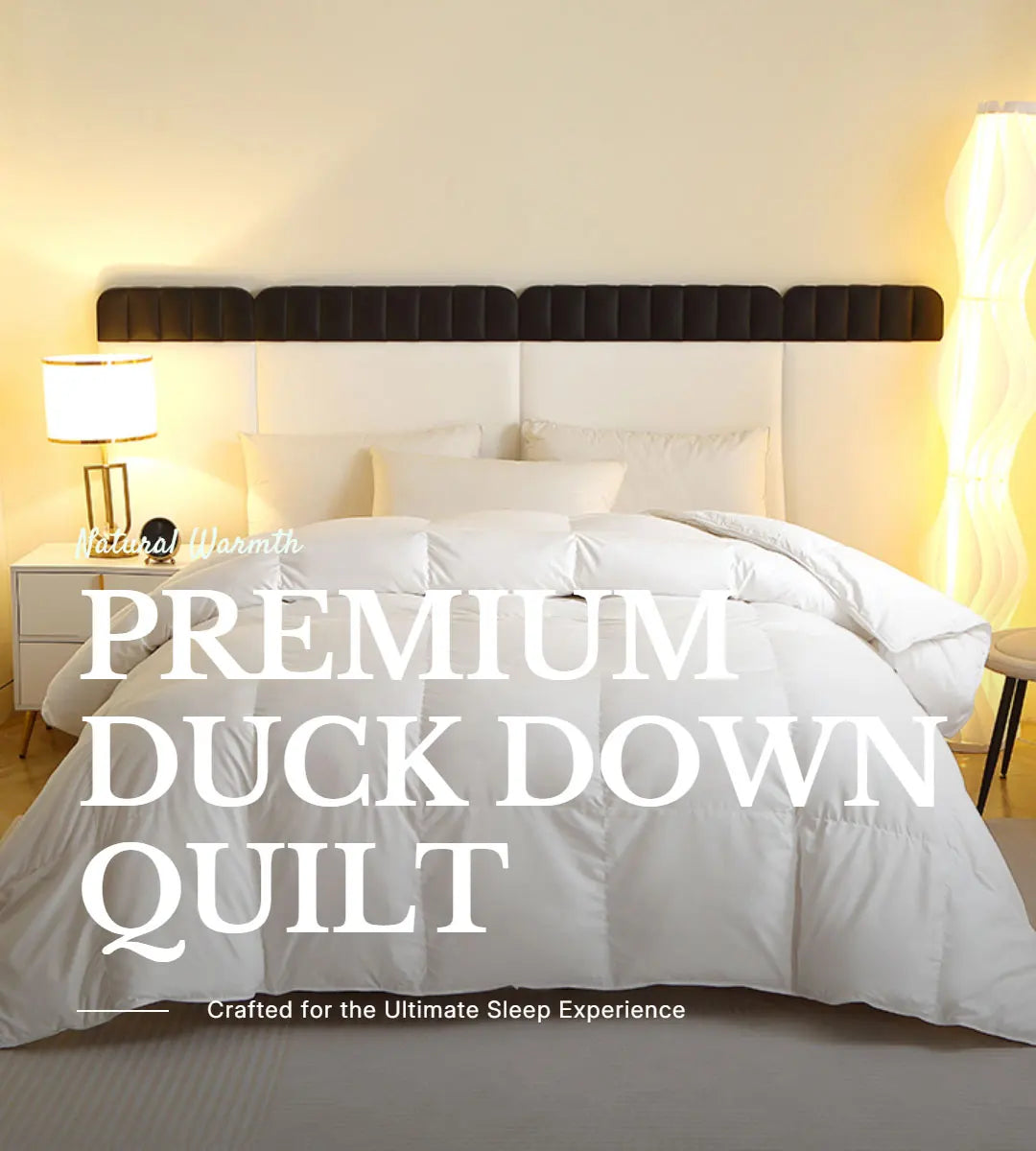 1 Piece Duck Feather Quilted Comforter - 100% Duck Feather Bedding for Allergy Sufferers