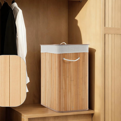 Bamboo Laundry Hamper, Large 106L with Removable 4-Section Liner, Foldable