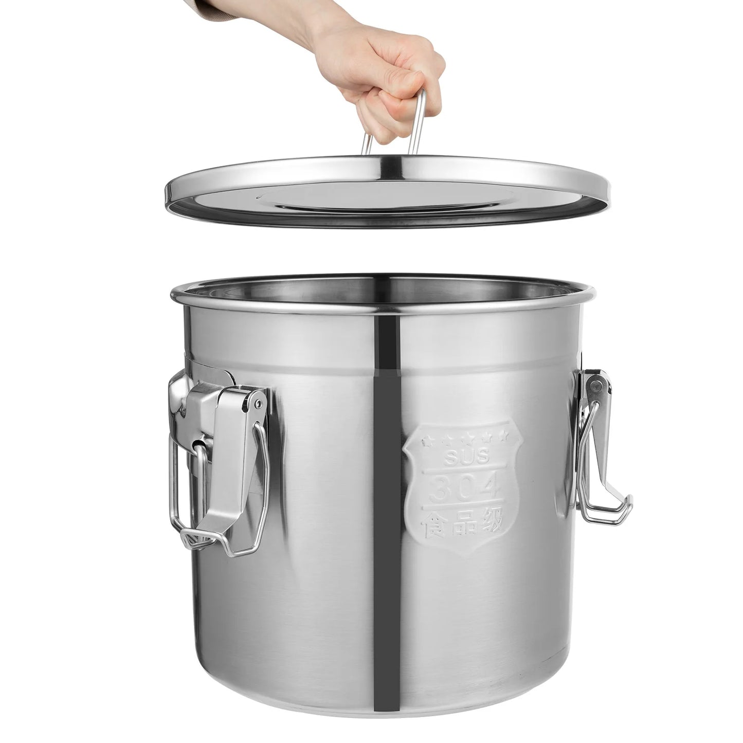 12L 304 Stainless Steel Kitchen Container for Rice, Oil, Airtight Durable, Corrosion Resistant