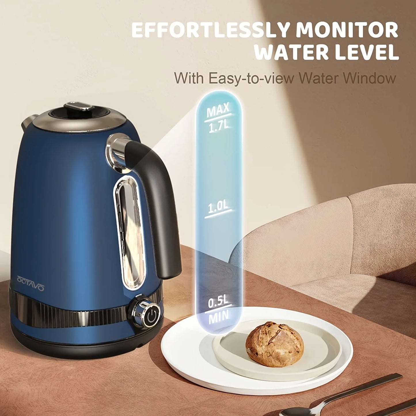 1pc 1.8QT Electric Kettle, US Plug, Temperature Control With 7 Heat Settings & LED Display, (1100W)