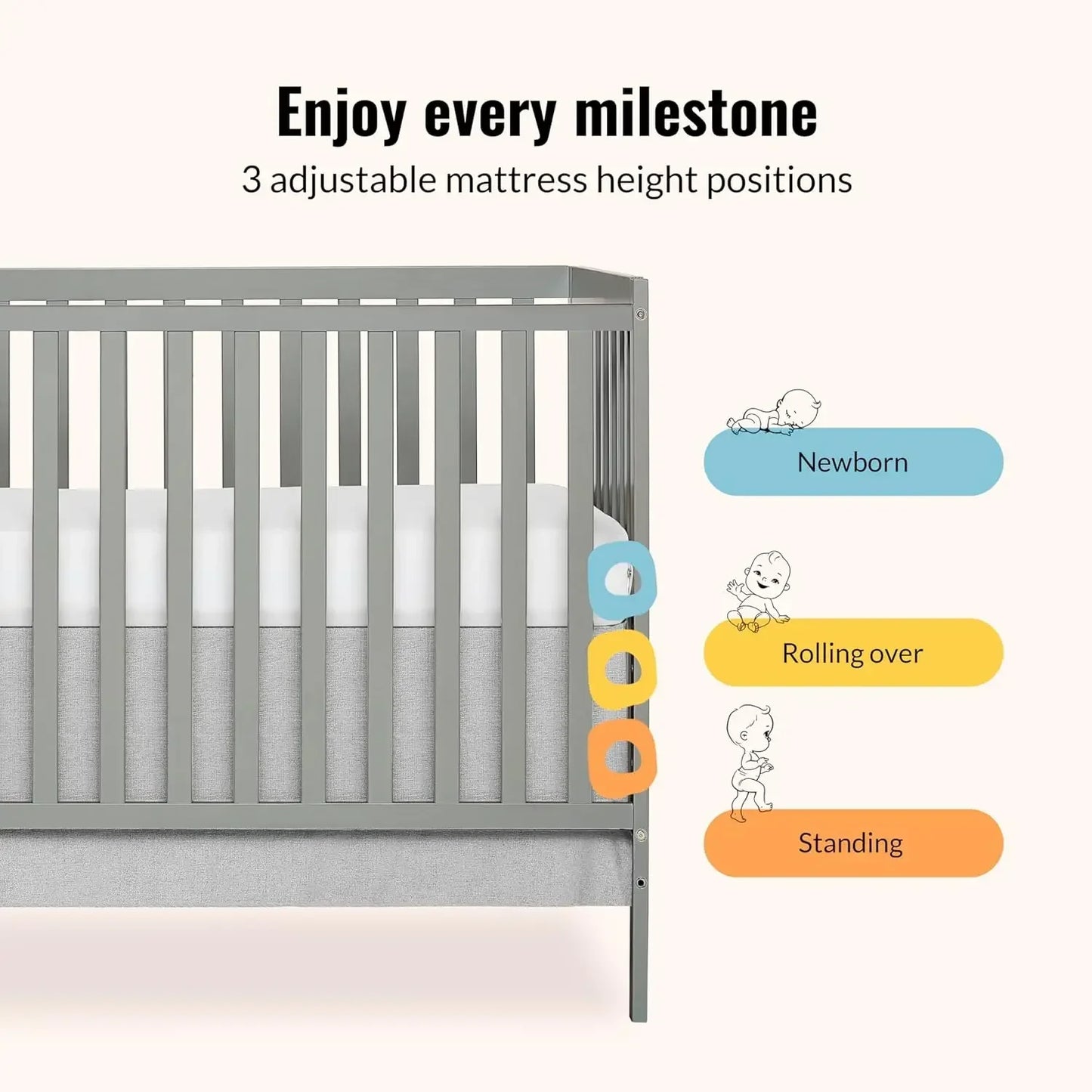 5-in-1 Convertible Full-Size Baby Crib with Toddler, Day & Full Bed