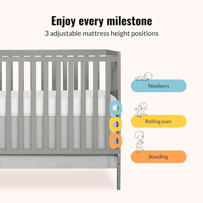 5-in-1 Convertible Full-Size Baby Crib with Toddler, Day & Full Bed