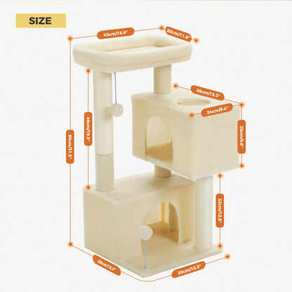 Large Cat Tree for Indoor Cats, Multi-Level Tower with Spacious Condos, Sisal Scratching Pad