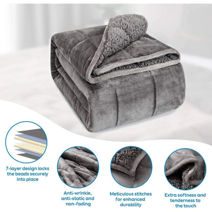 Sherpa Fleece Weighted Blanket, 48 x 72 inches, Grey