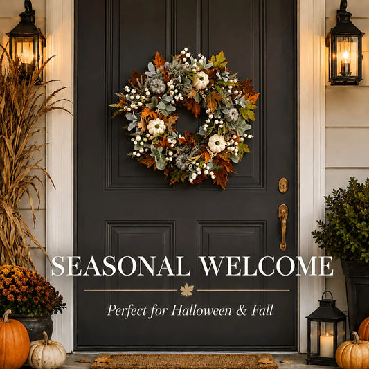 All Peony And Pumpkin Wreath Year Round, Leaves And Berries, Farmhouse Autumn Wreath, Mixed Leaves - Thanksgiving Wreaths for Indoor Outdoor, Artificial Fall Wreaths for Front Door Rustic