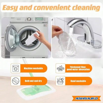 Reusable Microfiber Mop Refill Pads, 4 Pack Washable Strong Absorption For Dry And Wet Mopping, Fits 10-12 Inch Sweeper Mops