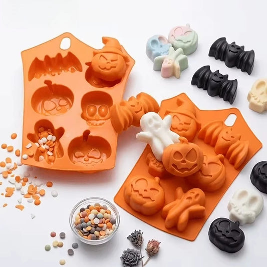 Halloween Molds, Nonstick Silicone Pumpkin, Skull, Bat, Ghost Shapes, Chocolate Candy Mold