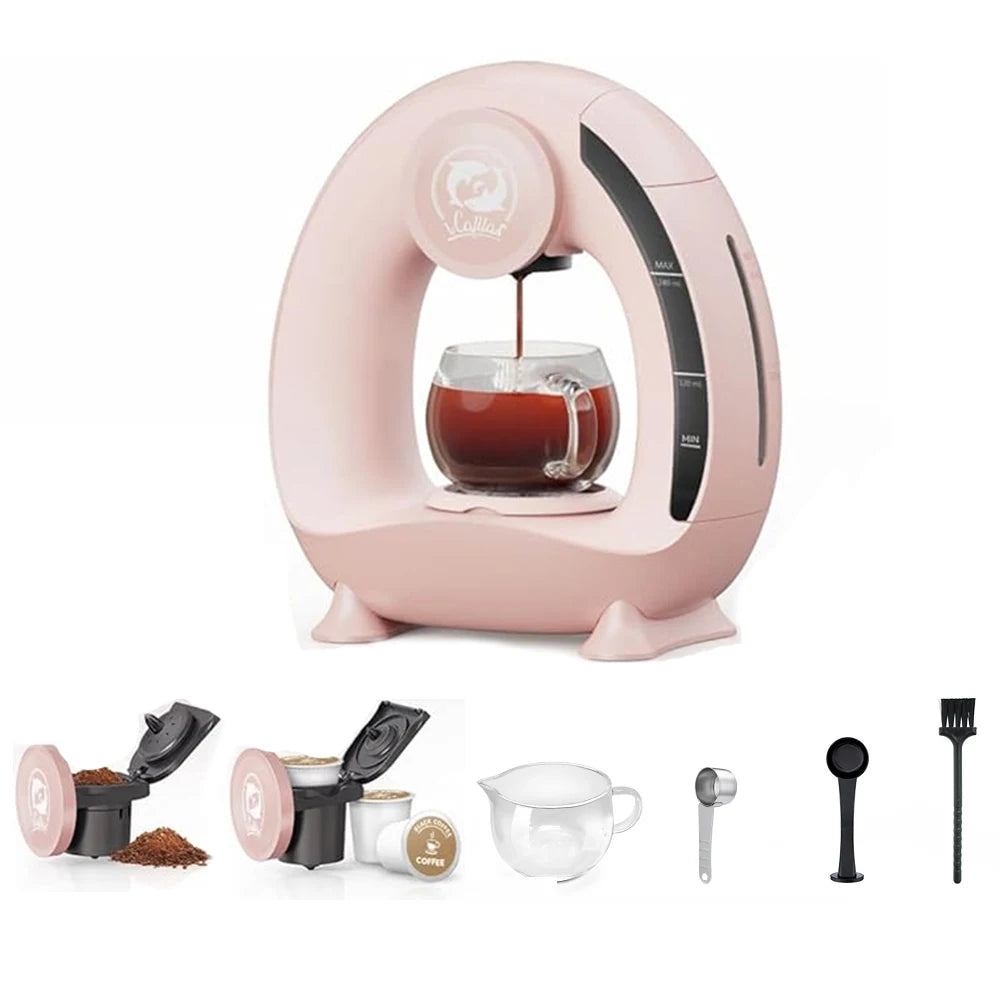 MINI Q Coffee Maker, Portable Machine Compatible with Coffee Powder & Tea