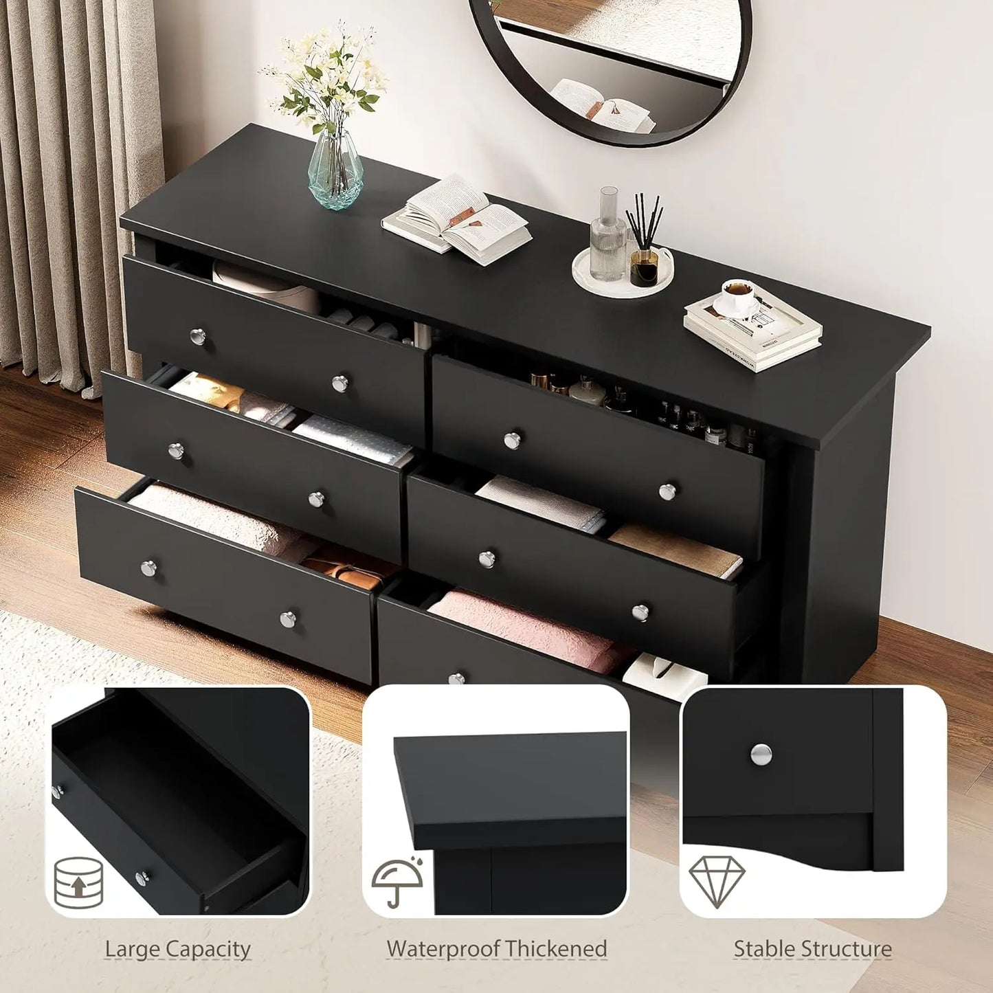 Dresser for Bedroom with 6 Drawers