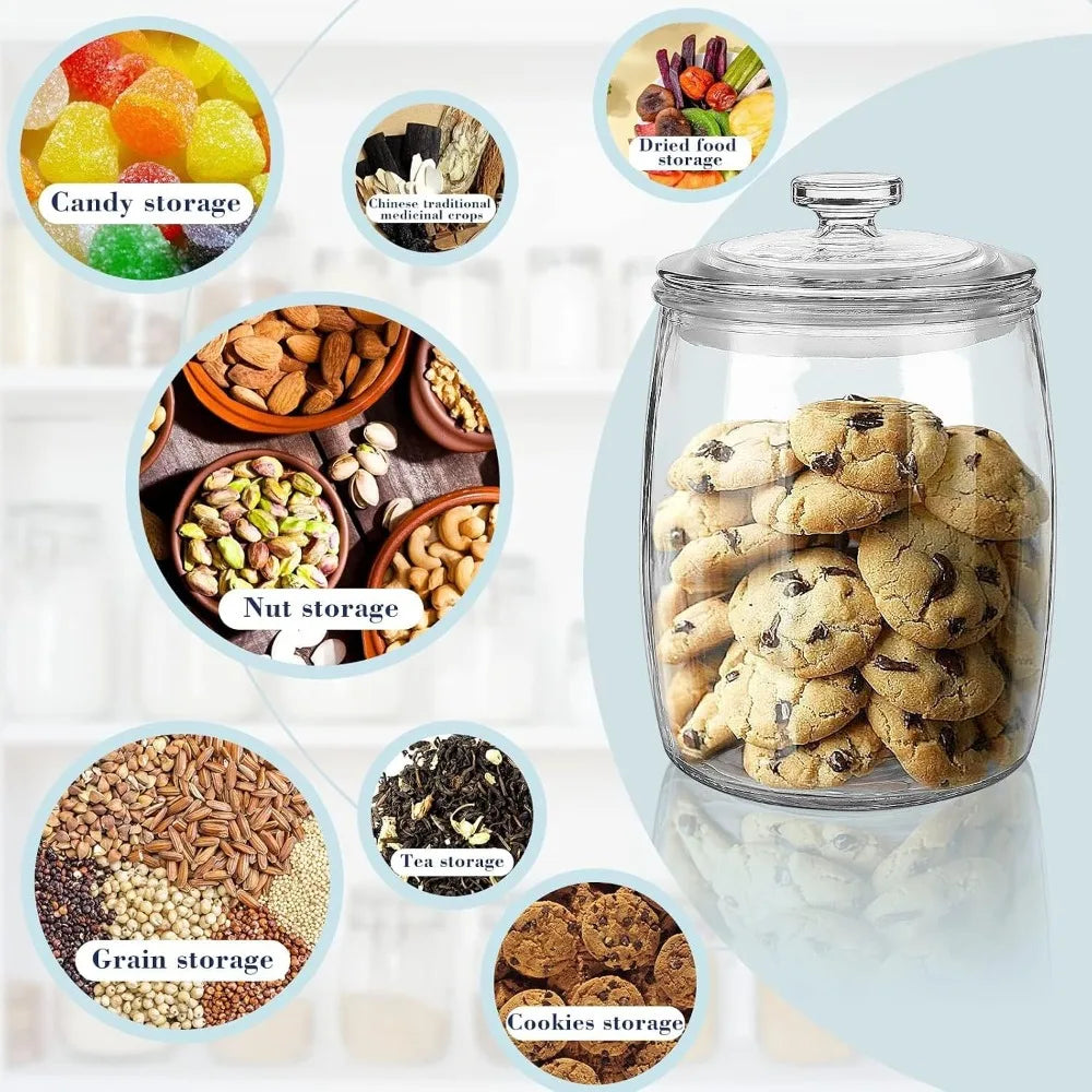 Half Gallon Glass Jars with Lid, Wide Mouth Cookie Jar Set of 2, Apothecary Jar for Candy, Kitchen Storage