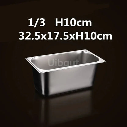 Square pot Kitchen Pans, 304 stainless steel 1/9 1/6 1/4 1/3 Food Chafing pans, Buffet Containers Lid 0.7 mm