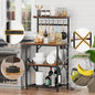 Kitchen Bakers Rack with Power Outlet, Microwave Oven Stand with Storage 4 Tiers