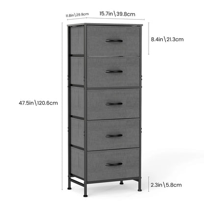 48IN Dresser With 5 Fabric Drawers, Steel Frame