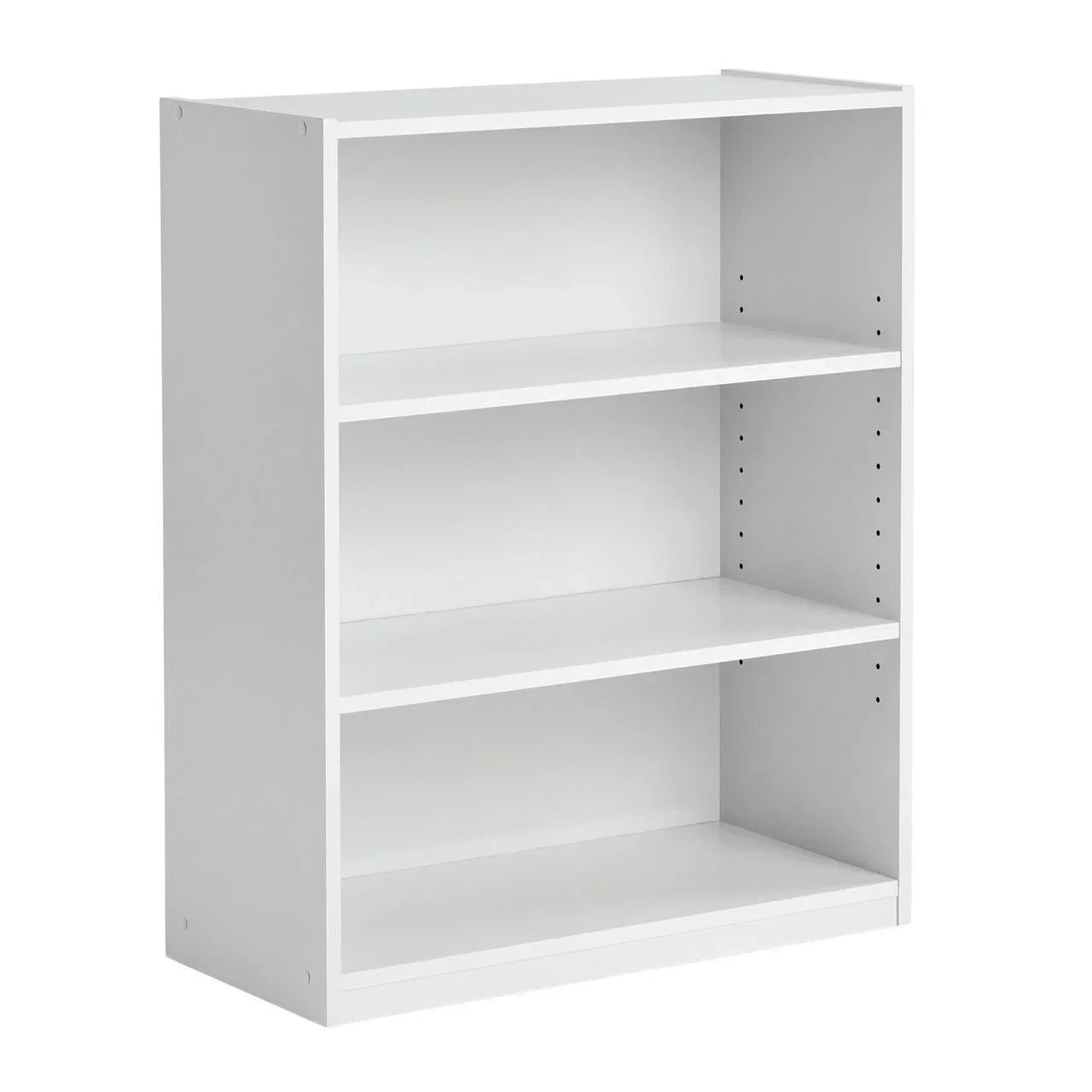 3-Shelf Bookcase with Adjustable Shelves, White, Freestanding for Books, Office Supplies, Toys