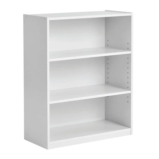 3-Shelf Bookcase with Adjustable Shelves, White, Freestanding for Books, Office Supplies, Toys