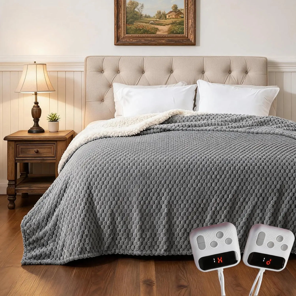 Heated Blanket with 10 Heat Settings, 9H Auto Shut Off Dual Control, Fast Heating, Soft Cozy Machine Washable