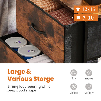 Nightstand, Table Storage For Bedroom 2 Fabric Drawers