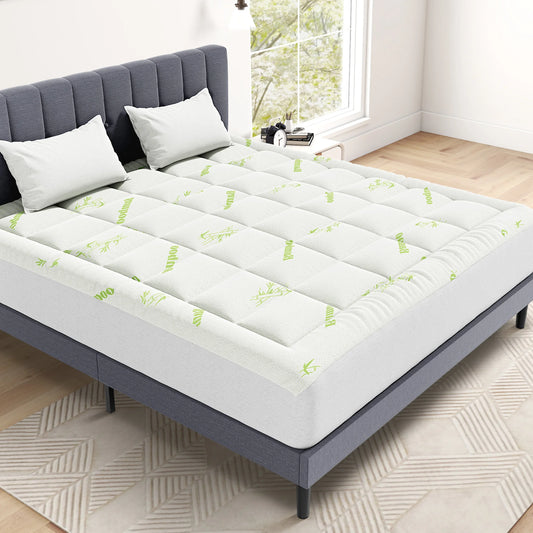 400g Bamboo Viscose Derived Soft Mattress Topper with Stretchable Pockets, Breathable Cooling Topper for Back Pain Relief