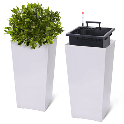 2 PCS 22.4 Inch Tall Plastic Planter for Indoor ＆ Outdoor