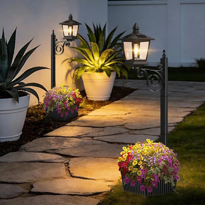 2 In 1 Outdoor Planter w/ Solar Light, Freestanding