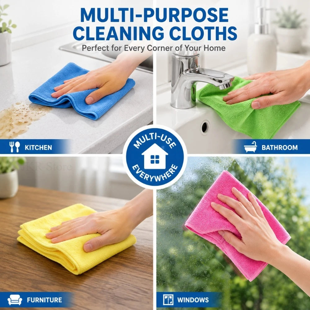 Microfiber Cleaning Cloths, Absorbent, Reusable