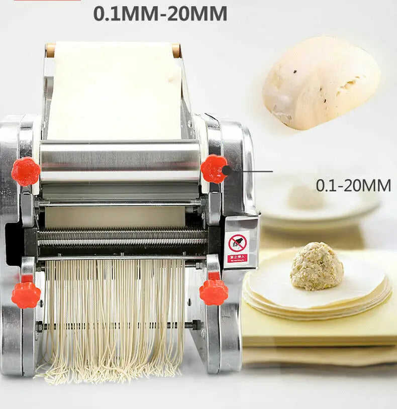 550W Electric Pasta Maker Noodle Machine, Dumpling Skin Roller, Full Stainless Steel Dual Knife Noodle Maker