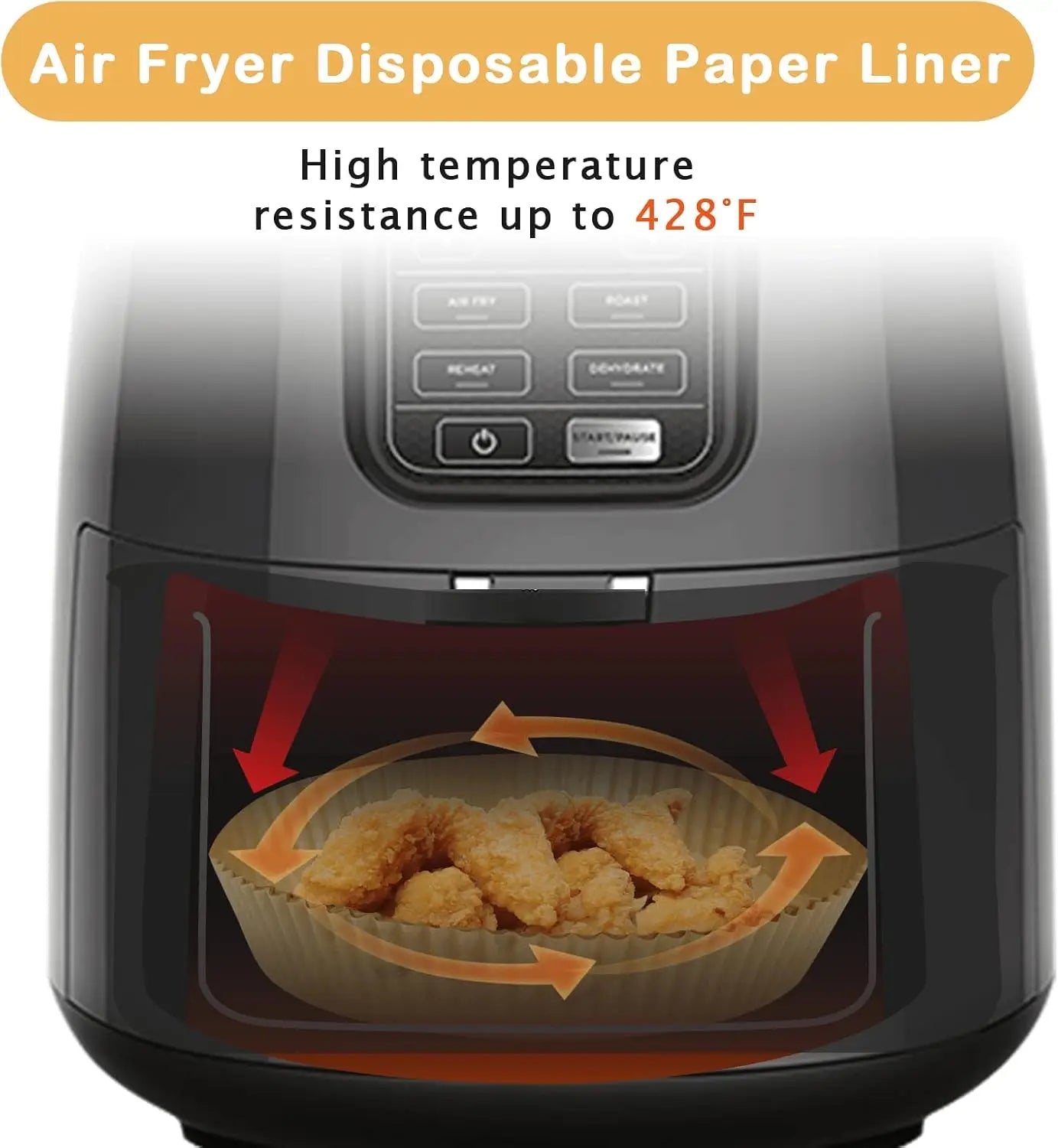 125 Pcs Disposable Air Fryer Liners, Unbleached Paper for 4-8QT Baskets, BPA-Free, Heat Resistant to 450°F