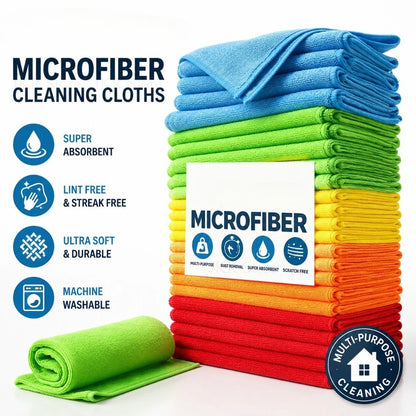 Microfiber Cleaning Cloths, Absorbent, Reusable