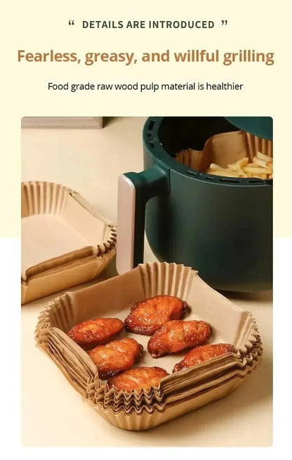 50Pcs Air Fryer Disposable Paper Non-Stick Airfryer Baking Papers