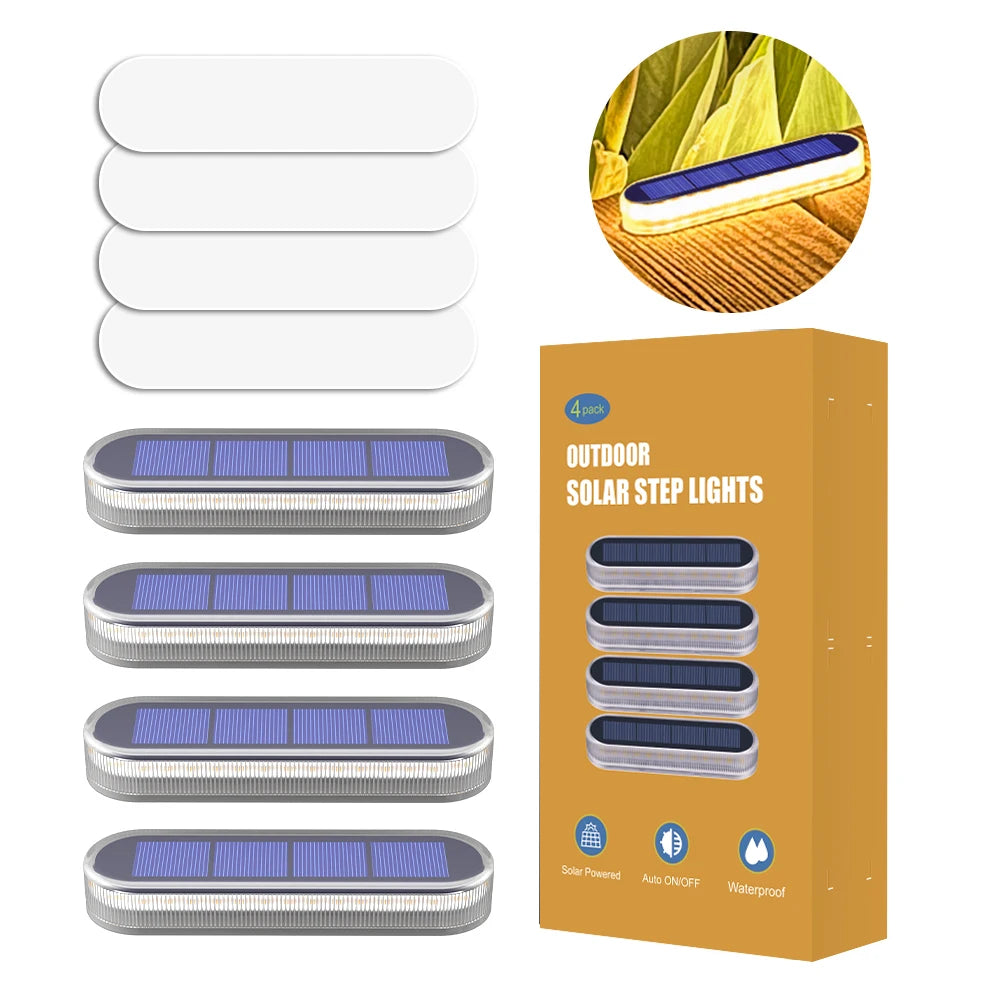 5 Years Lifespan 4 Pack Solar Deck Lights, IP68 Waterproof Auto On/Off