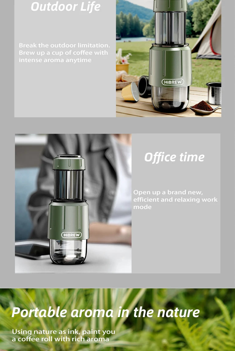 2 in 1 Portable Coffee Machine, Hot/Cold Water Manual Espresso Maker For Capsule & Ground