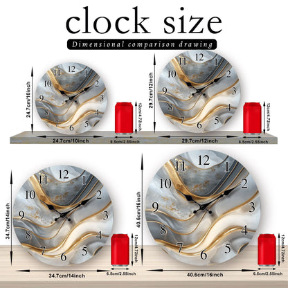 A Luxurious Golden Fluid Marble-Patterned Wooden Wall Clock