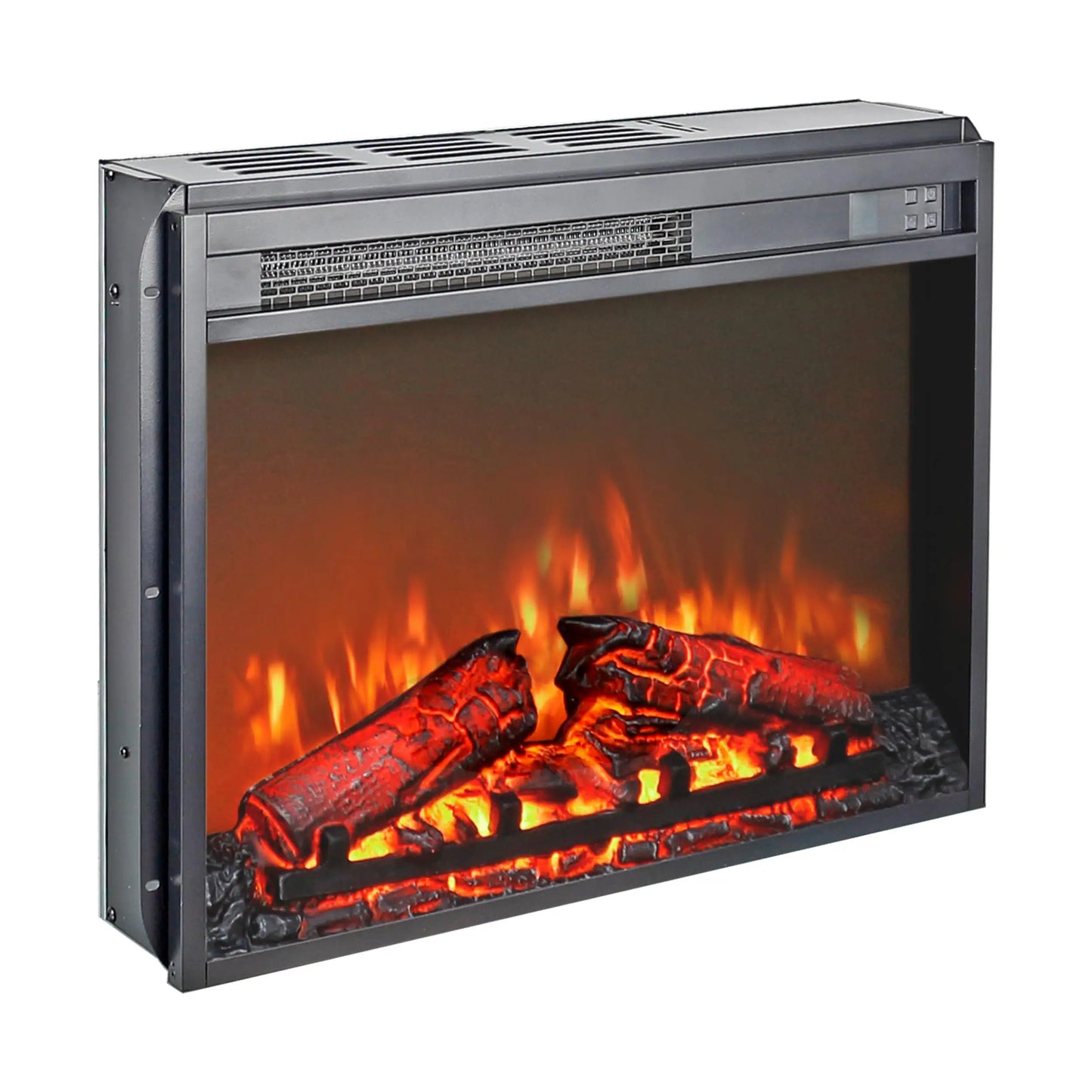 23 Inch Electric Fireplace Insert, Ultra Thin Space Heater with Realistic Dancing Flame and Log Set