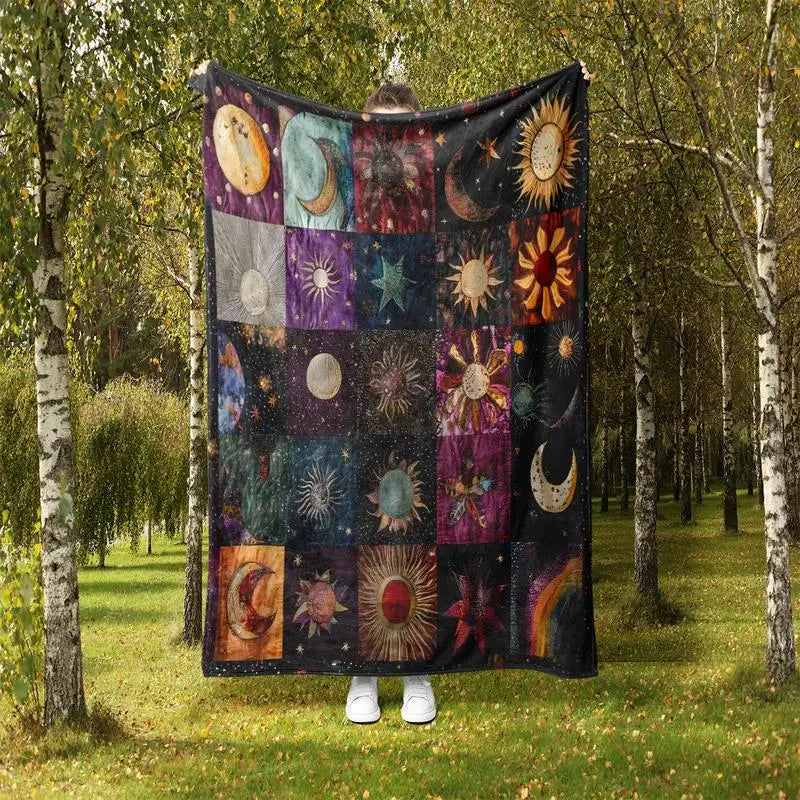 Star & Moon Pattern Boho Blanket