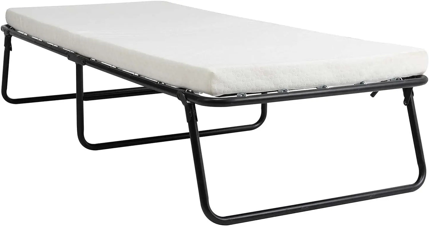 Folding Bed, 80x190cm with 7cm Thick Memory Foam Mattress, Portable