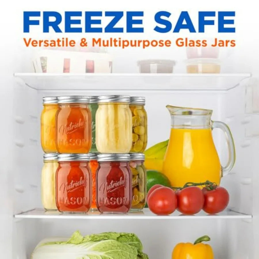 16-Pack 16 oz Mason Jars with Lids- Ideal for DIY Spices, Meal Prep