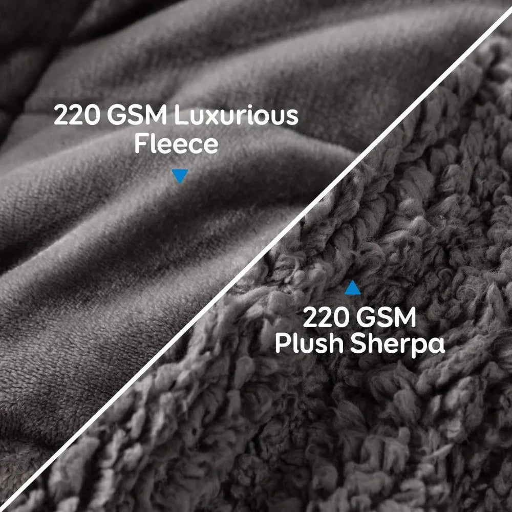 Sherpa Fleece Weighted Blanket, 48 x 72 inches, Grey