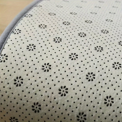 Long, non-slip, printed plush mat—suitable for kitchens, dining areas