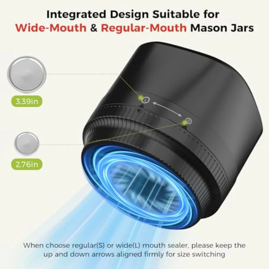 Upgraded Electric Mason Jar Vacuum Sealer, for Canning with Wide and Regular Mouth Mason Lid
