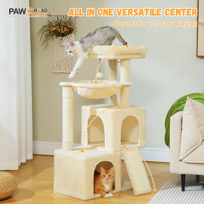 Large Cat Tree for Indoor Cats, Multi-Level Tower with Spacious Condos, Sisal Scratching Pad