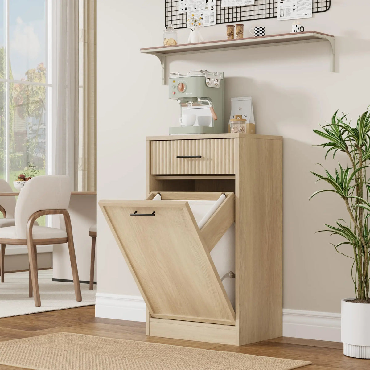 Tilt Out Laundry Hamper Cabinet With Drawer And Baskets, Wooden Laundry Basket For Bathroom ojr Bedroom